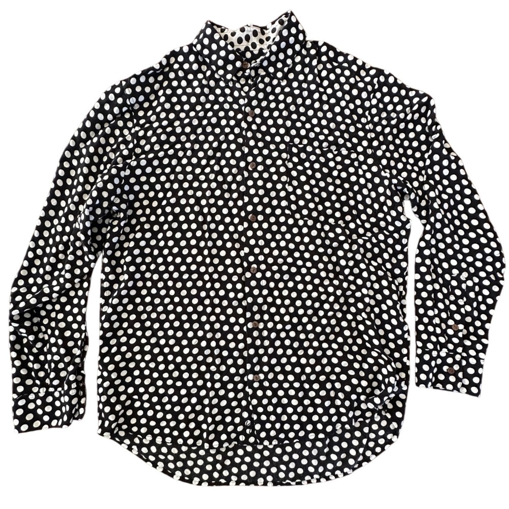 Kenny Flowers Island Classics Polka Dot Rayon Button Down Shirt Black White XL